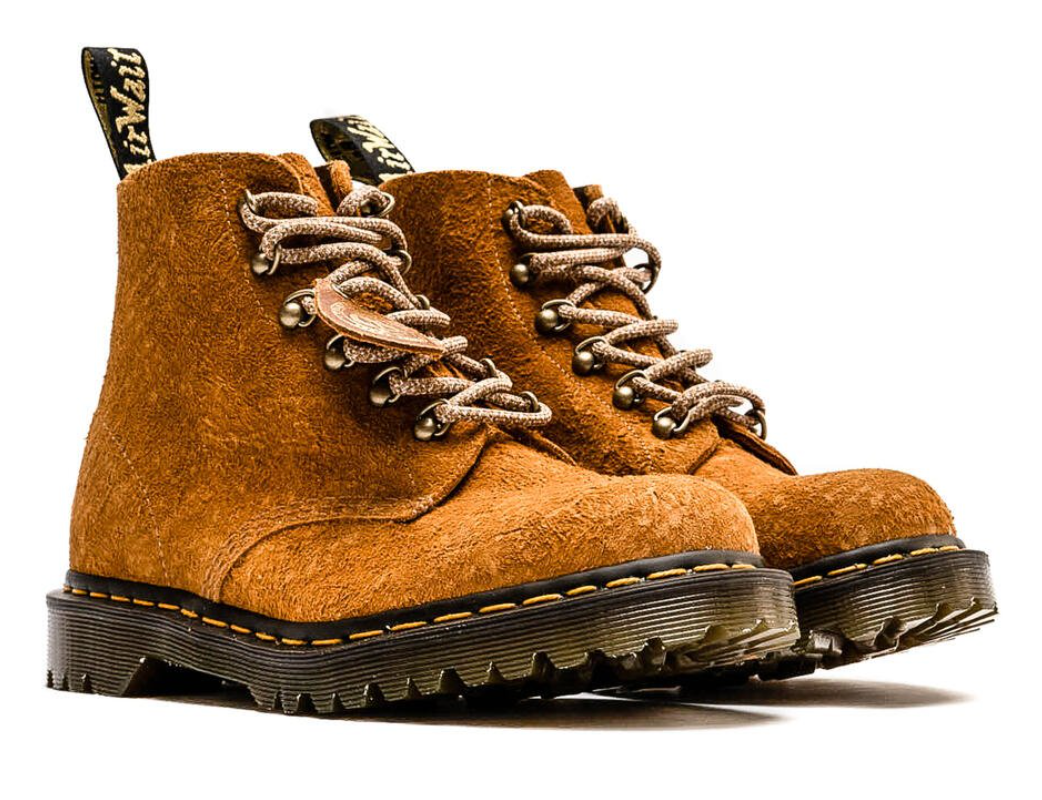 Dr. Marten's 101 Hardware Rough Suede 'Burnt Yellow' Ankle Boots - 7M