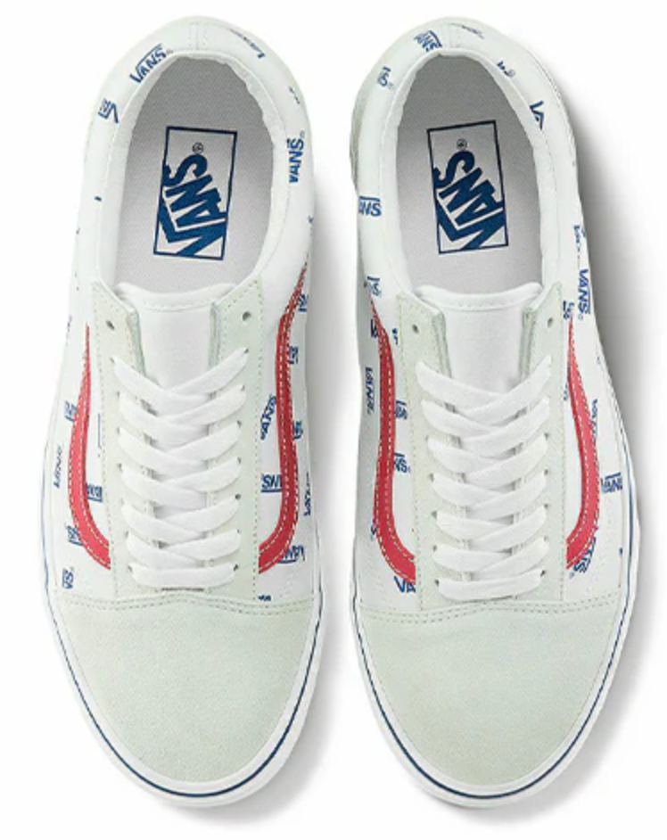 Vans Old Skool 'All Over Logo' - White Sneakers - Size 10M