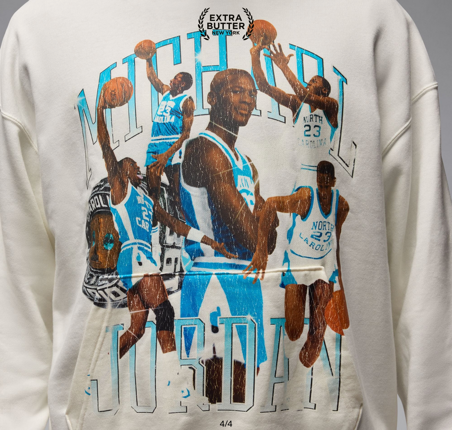 Brand New Jordan Flight Oversized Pullover Hoodie UNC Grey Size XL