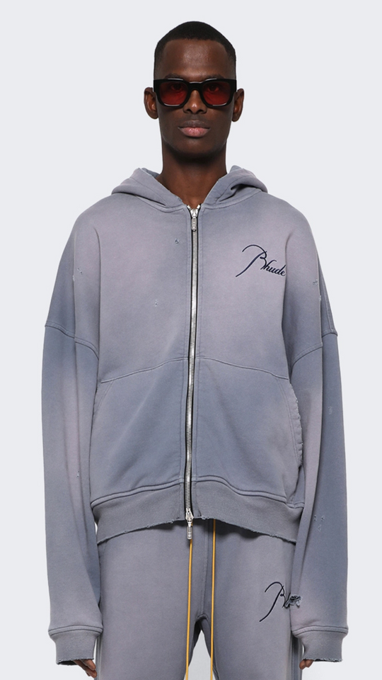 Rhude Zip Up Embroidered Logo Hoodie Sundry Elephant