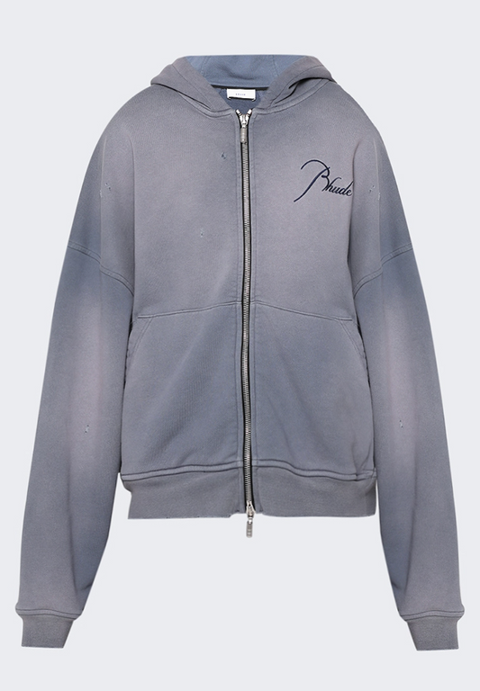 Rhude Zip Up Embroidered Logo Hoodie Sundry Elephant