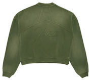 RHUDE Authentic Embroidered Crewneck Sweater-Sundry Olive-Size Large MSRP:$680.00