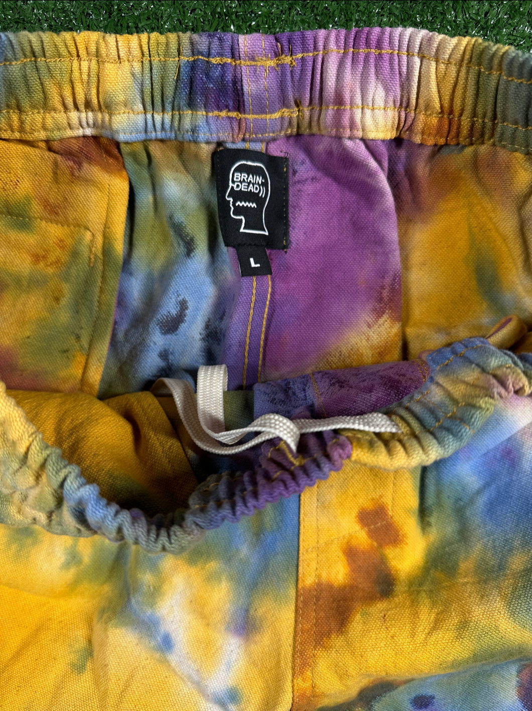 Brain Dead Reflective Logo Head Tie-Dye Men's Shorts - Size Large