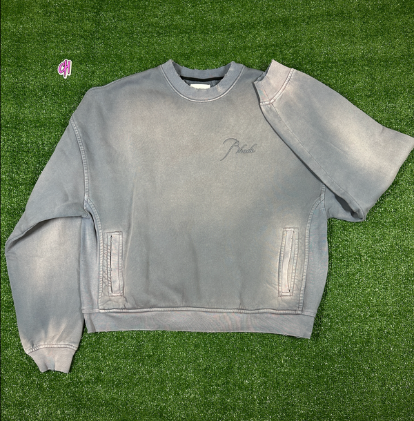 RHUDE Authentic Embroidered Crewneck Sweater-Sundry Elephant-Size Small MSRP:$680.00