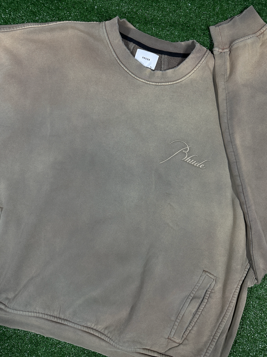 RHUDE Authentic Embroidered Crewneck Sweater-Sundry Elephant-Size Large MSRP:$680.00