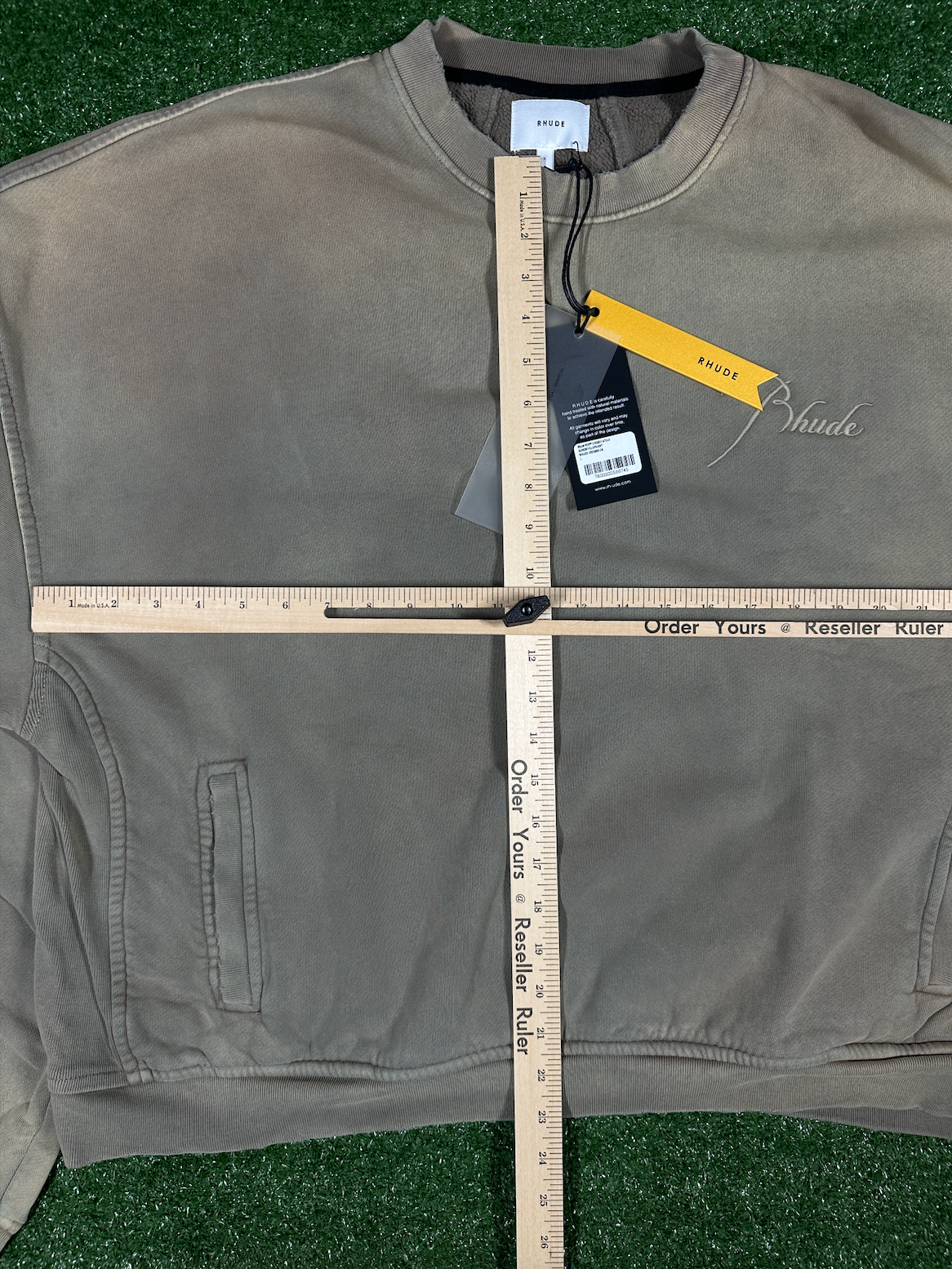 RHUDE Authentic Embroidered Crewneck Sweater-Sundry Elephant-Size Large MSRP:$680.00