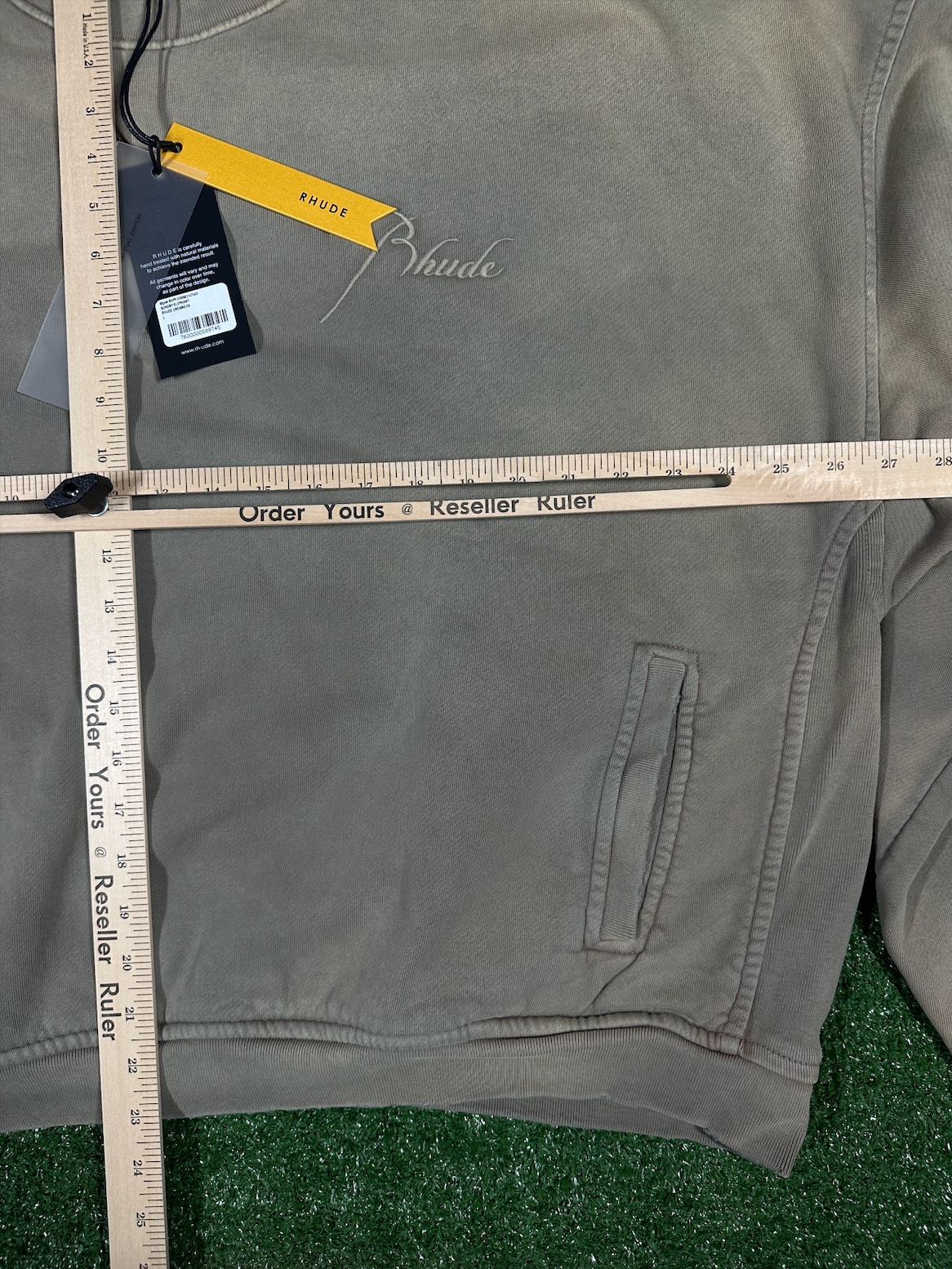 RHUDE Authentic Embroidered Crewneck Sweater-Sundry Elephant-Size Large MSRP:$680.00