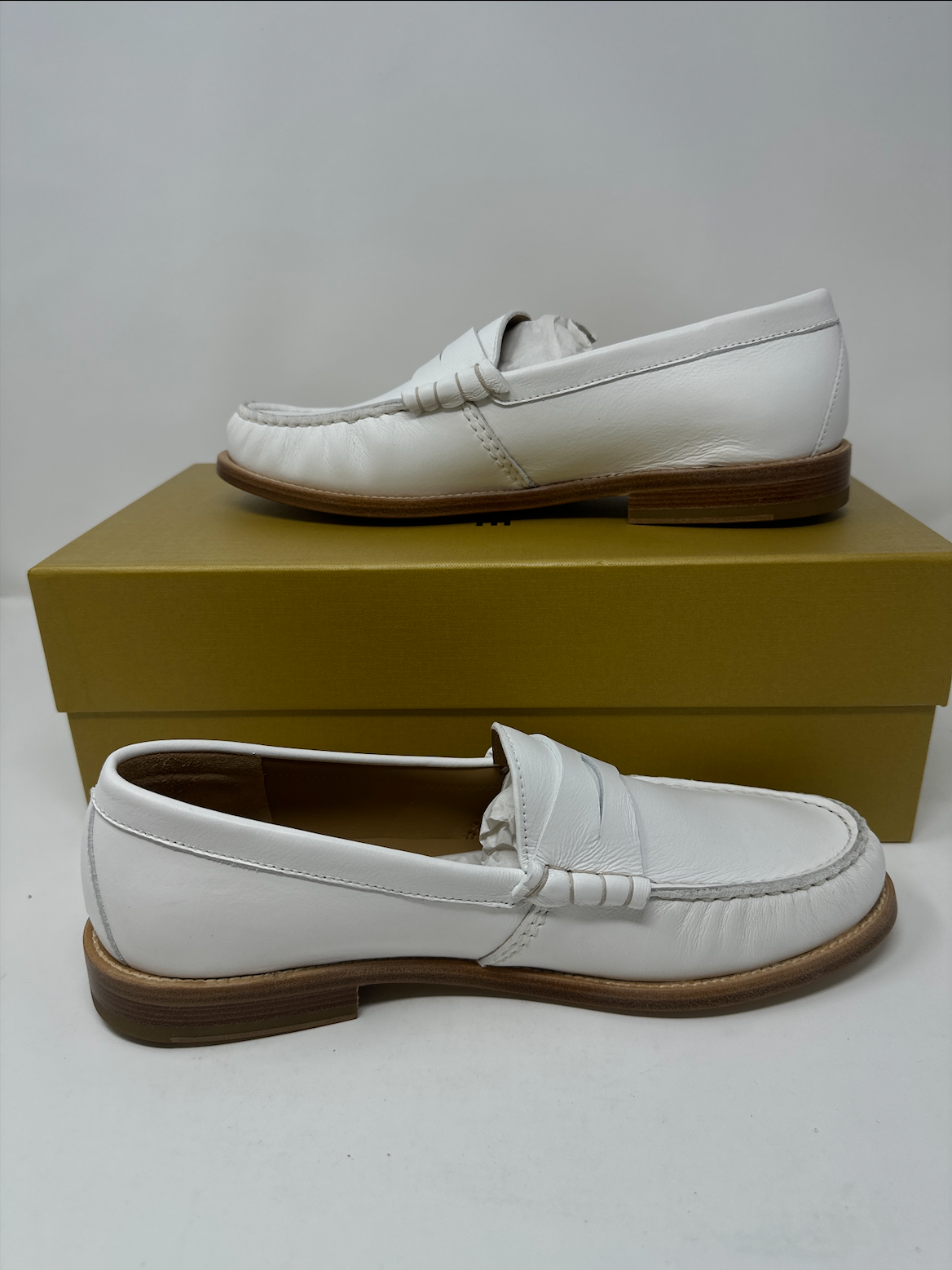 RHUDE Authentic Men's Slip On White Leather Penny Loafer Size 12M MSRP $595