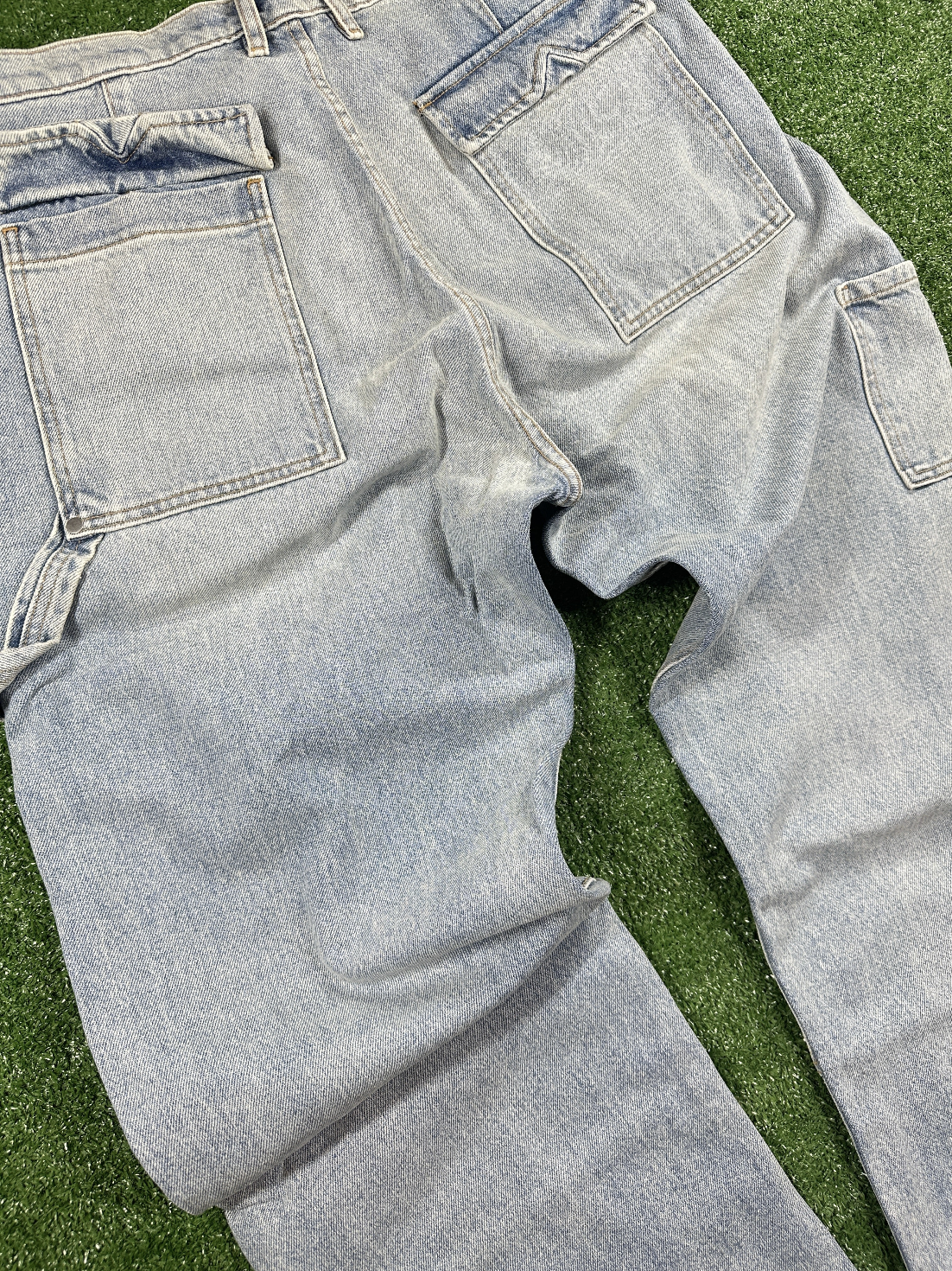 RHUDE Authentic Reza Denim Double Knee Indigo Pants Mens Size XL MSRP:$975.00