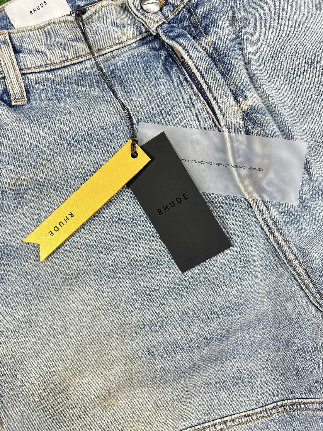 RHUDE Authentic Reza Denim Double Knee Indigo Pants Mens Size XL MSRP:$975.00