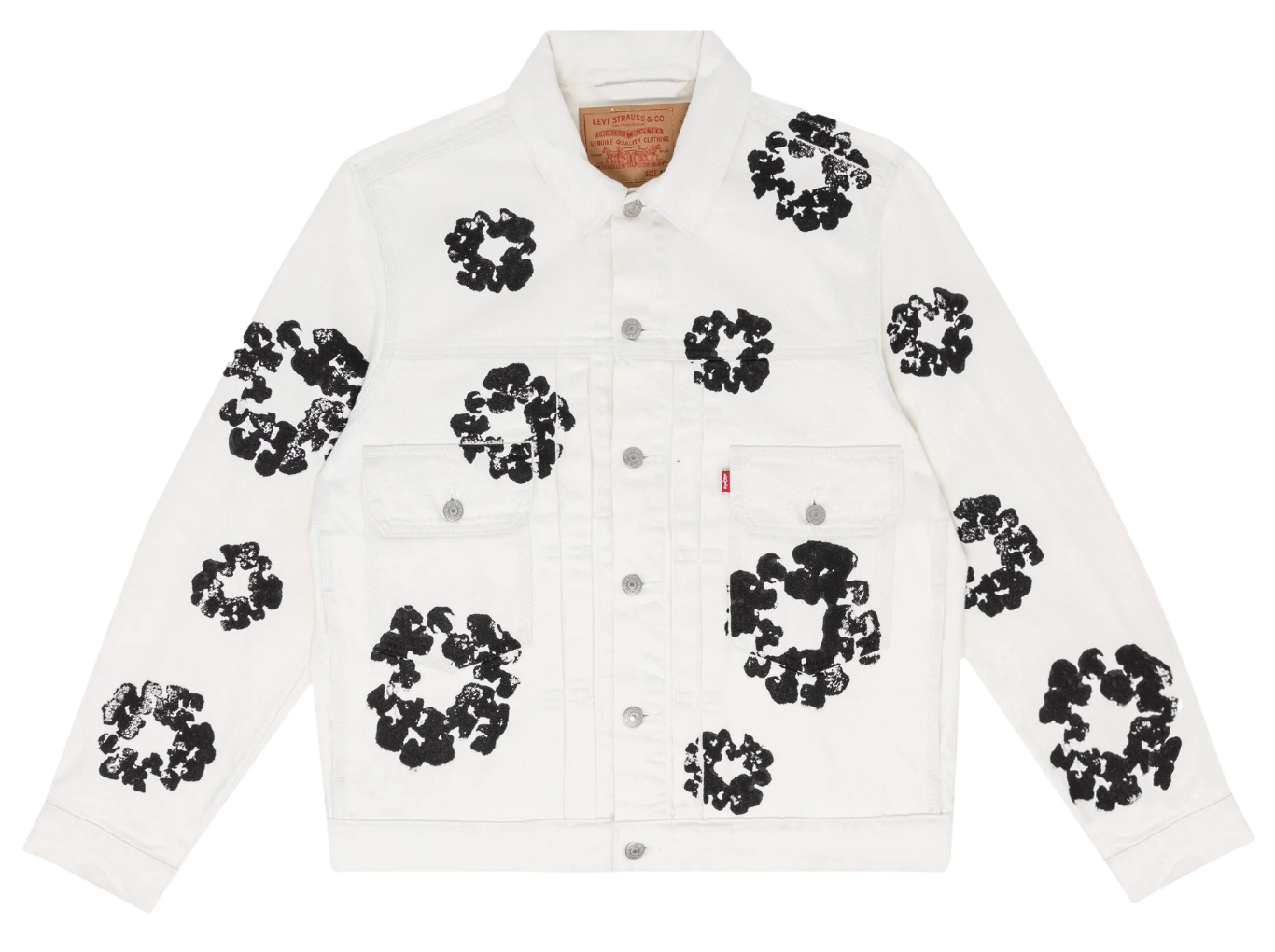 Denim Tears X Levi's 'All Over Wreath' White Denim Jacket Size Large