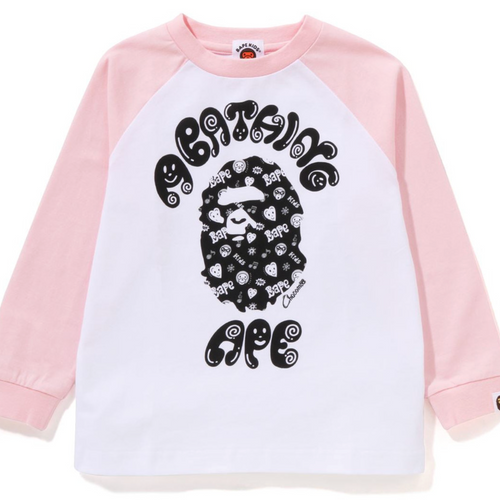 Bape Kids X Chocomoo College Pink L/S Shirt Size 90 K