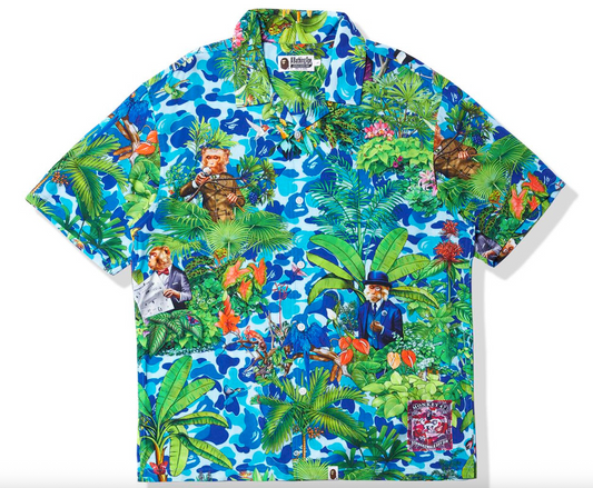 Bape X Monkey 47 Open Collar Button Up S/S Shirt Size XL