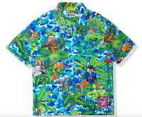 Bape X Monkey 47 Open Collar Button Up S/S Shirt Size XL
