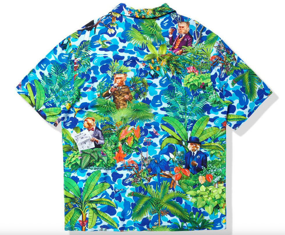 Bape X Monkey 47 Open Collar Button Up S/S Shirt Size XL