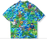 Bape X Monkey 47 Open Collar Button Up S/S Shirt Size XL