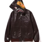 Bape Shark FW22 Full-Zip Brown Leather Jacket Size XL