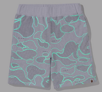 Bape Text Code Camo Grey Sweat Shorts Size Small