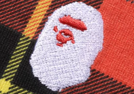 Bape Logo Check Relaxed Red One Point T-Shirt Size Small