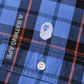 Bape Logo Check Loose Fit Blue Shirt Size Small