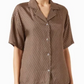 Kith Women's Elena Moonogram Brown Silk Camp Shirt Size Large