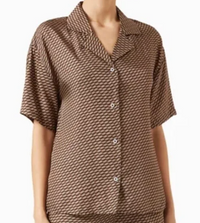 Kith Women's Elena Moonogram Brown Silk Camp Shirt Size Small