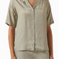 Kith Women's Elena Monogram Silk Khaki Camp Shirt Size Medium
