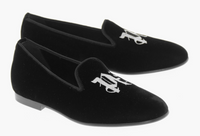Palm Angels Monogram Embroidered Black Velvet Loafers Size 40 (7M)