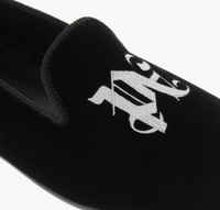 Palm Angels Monogram Embroidered Black Velvet Loafers Size 40 (7M)