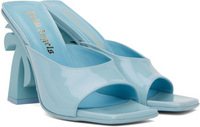 Palm Angels Women's Blue Palm Mule Leather Heels Size 36 (4.5W)