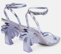 Palm Angels Women's Palm Tree Metallic Purple Strap Heel Size 39 (7.5W)