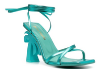Palm Angels Women's Palm Tree Turqoise Strapped Heel Size 39 (7.5W)