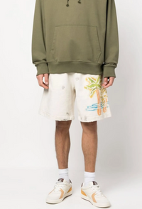 Palm Angels Palm Off-White/Neon Sweat Shorts Size Large
