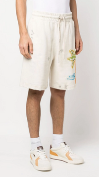 Palm Angels Palm Off-White/Neon Sweat Shorts Size Large