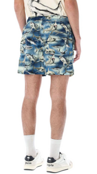 Palm Angels Shark Print Black/Blue/White Swimshorts Size Medium
