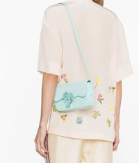 Palm Angels Palm Beach Bridge Leather Turquoise Shoulder Bag (MSRP: $1010)
