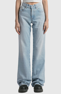 OFF-WHITE Women's Bleach Baby Baggy Chino Light Blue Jeans Size 26