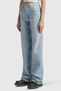 OFF-WHITE Women's Bleach Baby Baggy Chino Light Blue Jeans Size 26