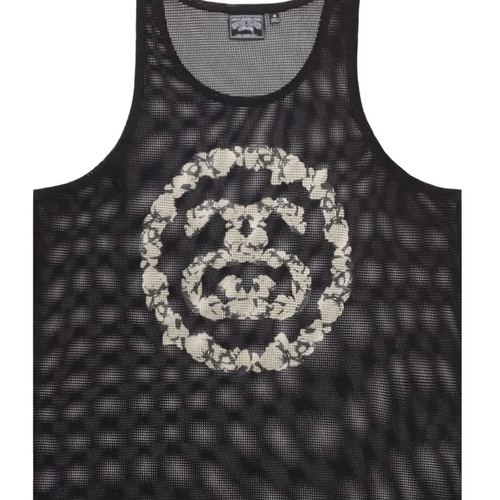 Stussy X Denim Tears Black Mesh Tanktop Size Large