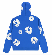 Denim Teats Mono Cotton Wreath Blue Zip-Up Hoodie Size Medium