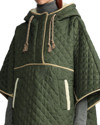 BAPY By BAPE Women's Quilted Embroidered Flower Green Poncho Size XS