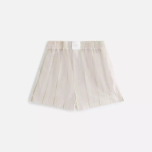 KITH Women's Ida Logo Stripe Boxer Short - Beige S MSRP: $145