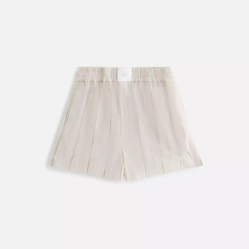 KITH Women's Ida Logo Stripe Boxer Short - Beige S MSRP: $145