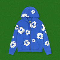 Denim Tears Mono Cotton Wreath Blue Zip-Up Hoodie Size Small