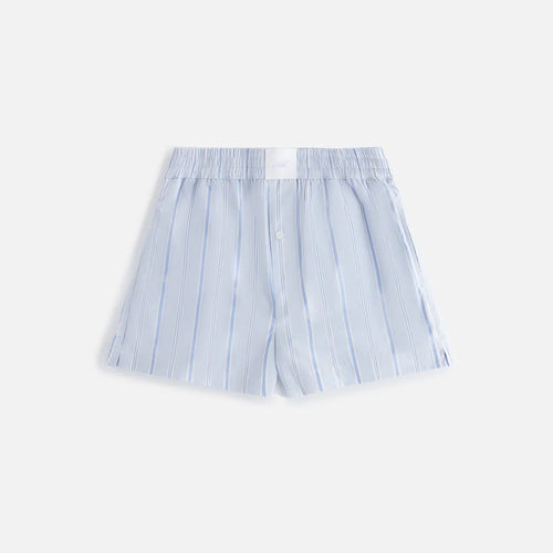 KITH Women's Ida Logo Stripe Boxer Short - Light/Pastel Blue S MSRP: $145