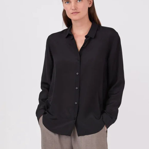 KITH Women's Amalia Autograph Monogram Silk Blouse - Blk MEDIUM (MSRP: $190)