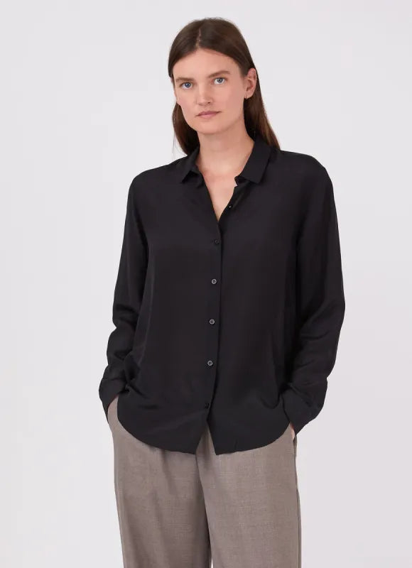 KITH Women's Amalia Autograph Monogram Silk Blouse - Blk MEDIUM (MSRP: $190)