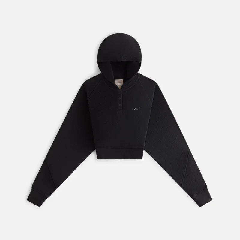 KITH Women's Hillside Henley Hoodie - Blk XL MSRP: $185
