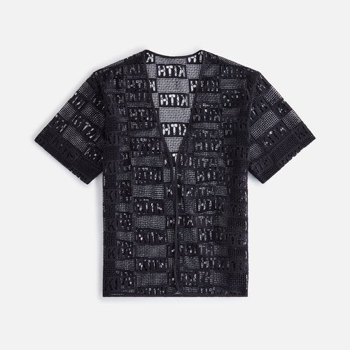 KITH Women's Jace Logo Lace Baseball Shirt - BLACK MEDIUM (MSRP: $210)