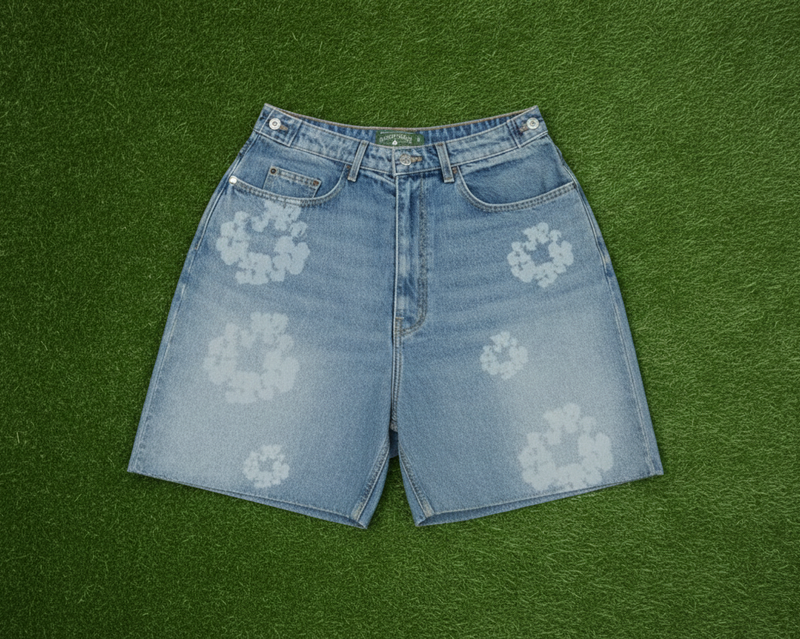 Denim Tears Light Wash Mono Wreath Shorts Size XL
